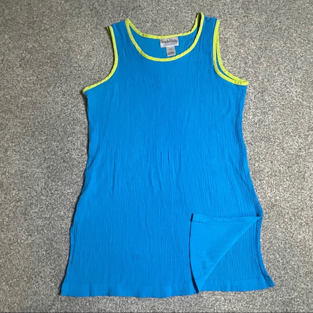 Diane von Furstenberg The Color Authority Womens Tank Top Large Blue Crepe